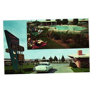 Vintage Postcard Town House Motel Lancaster California Motor Classic Cars AAA